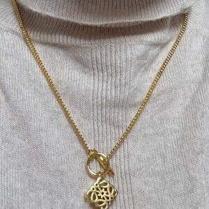 Loewe Anagram Gold Tone Necklace Charm Pendant